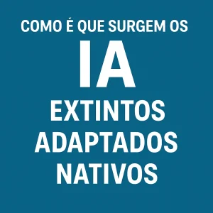 Imagem quadrada com fundo azul e texto branco, destacando os três perfis na era da Inteligência Artificial: Extintos, Adaptados e Nativos.