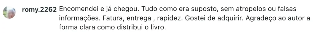 Testemunho de cliente satisfeito com a compra do livro de IA Generativa com Confiança.