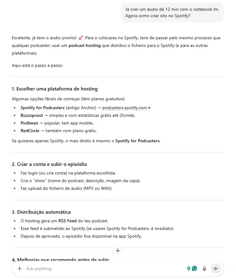 Ecrã de preparação de episódio no Spotify for Podcasters