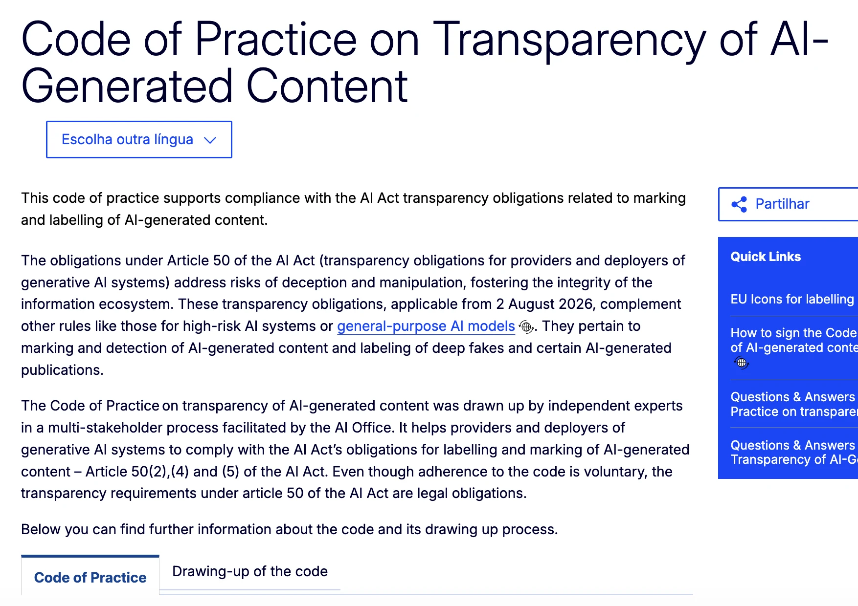 Code of Practice on Transparency of AI-Generated Content