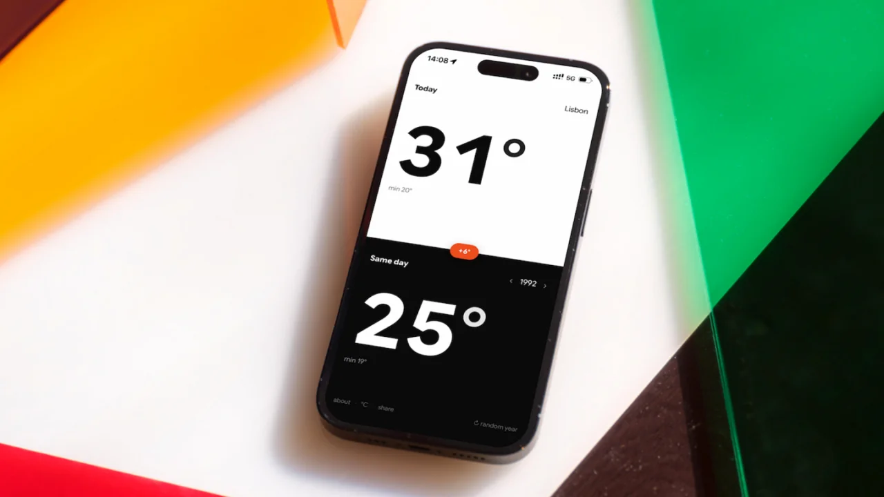 App comparativa de temperaturas que permite comparar a temperatura de hoje com anos anteriores