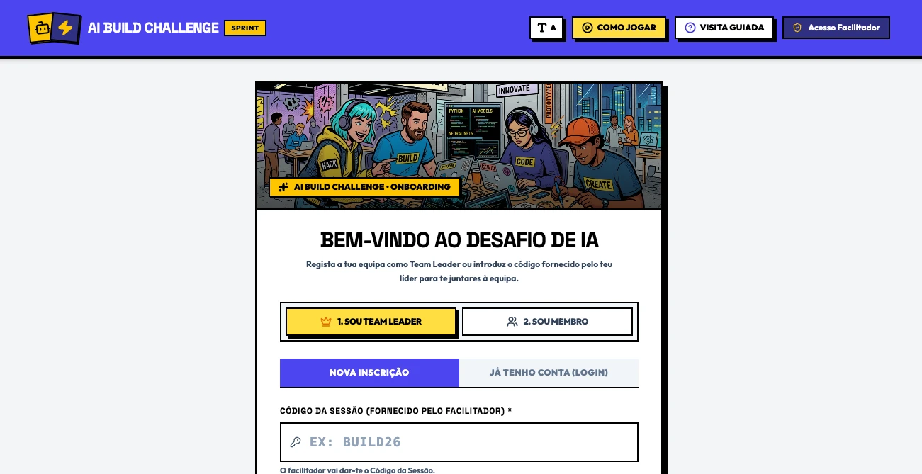 Aplicação do AI Build Challenge utilizada numa formação prática de criação com Inteligência Artificial